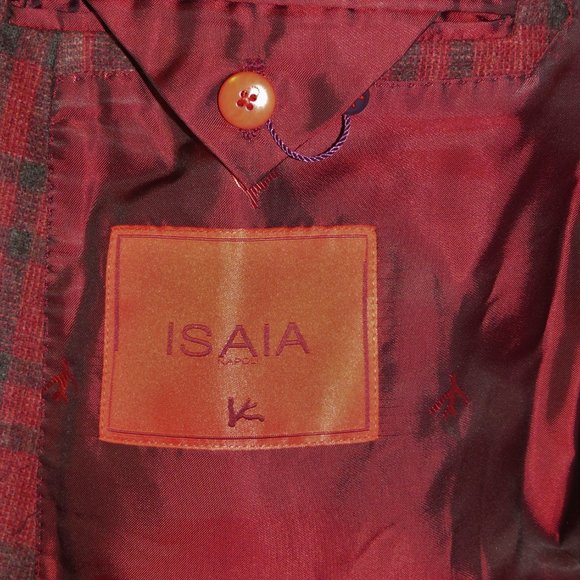 Isaia Dandy Double Face Ferdinando Cashmere Blend Burgundy Plaid Blazer 46R NWT - Picture 12 of 14